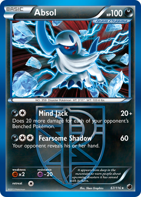 Absol 67/116 Black & White Plasma Freeze