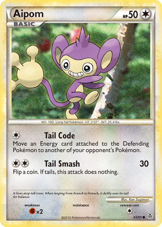 Aipom 43/95 HeartGold & SoulSilver HS—Unleashed