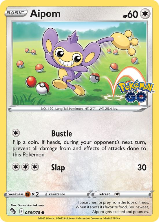 Aipom 56/78 Sword & Shield Pokémon GO
