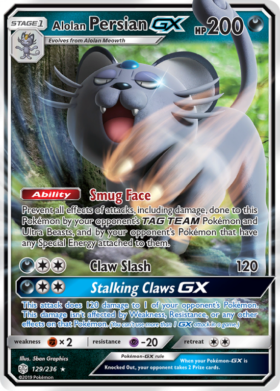 Alolan Persian-GX 129/236 Sun & Moon Cosmic Eclipse