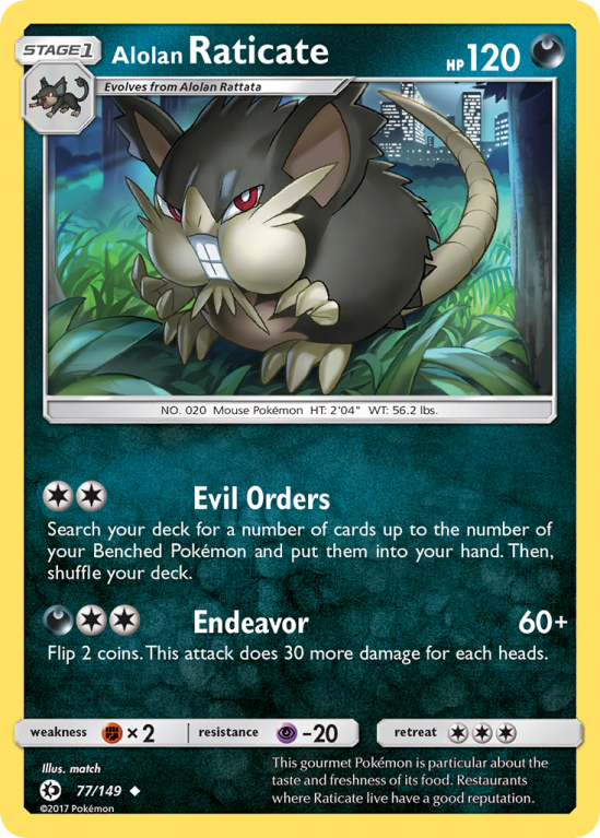 Alolan Raticate 77/149 Sun & Moon Sun & Moon