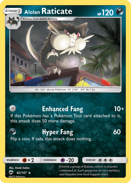 Alolan Raticate 82/147 Sun & Moon Burning Shadows