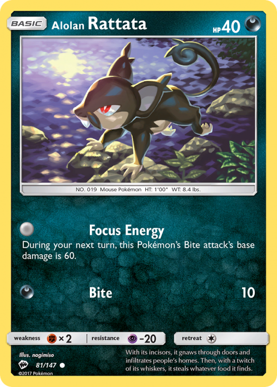 Alolan Rattata 81/147 Sun & Moon Burning Shadows