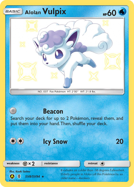 Alolan Vulpix SV8/94 Sun & Moon Shiny Vault