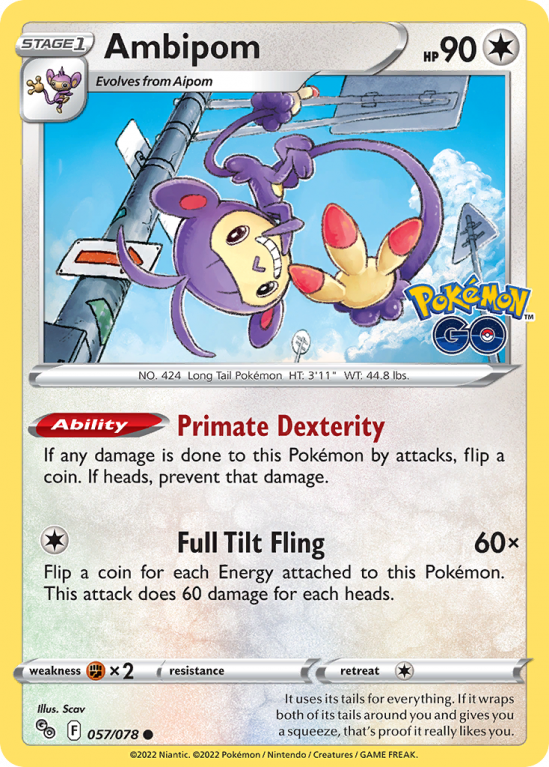 Ambipom 57/78 Sword & Shield Pokémon GO