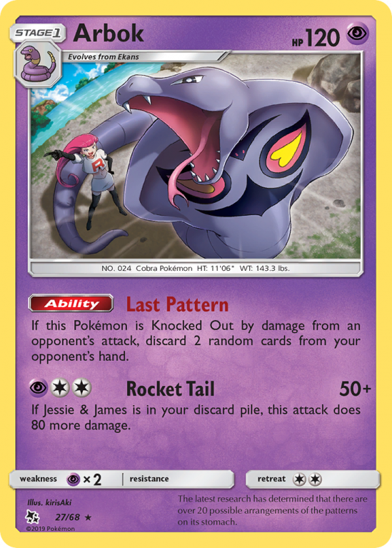 Arbok 27/68 Sun & Moon Hidden Fates