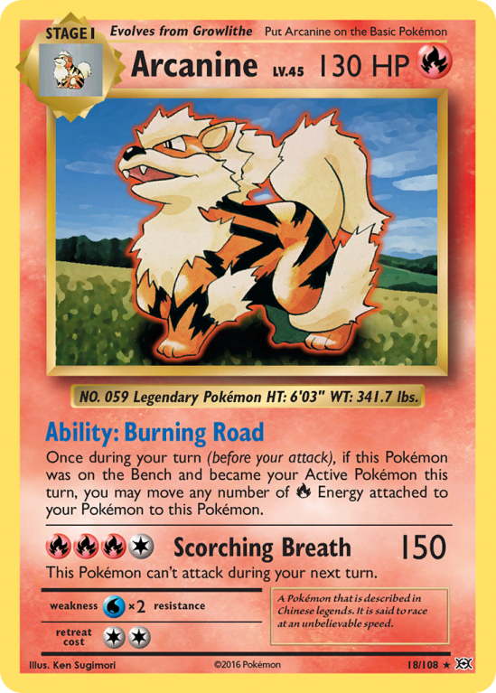 Arcanine 18/108 XY Evolutions