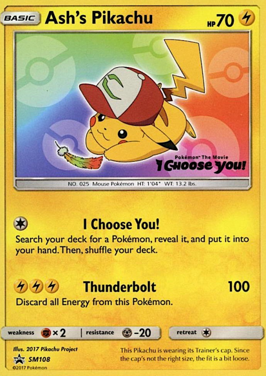 Ash's Pikachu SM108/156 Sun & Moon SM Black Star Promos