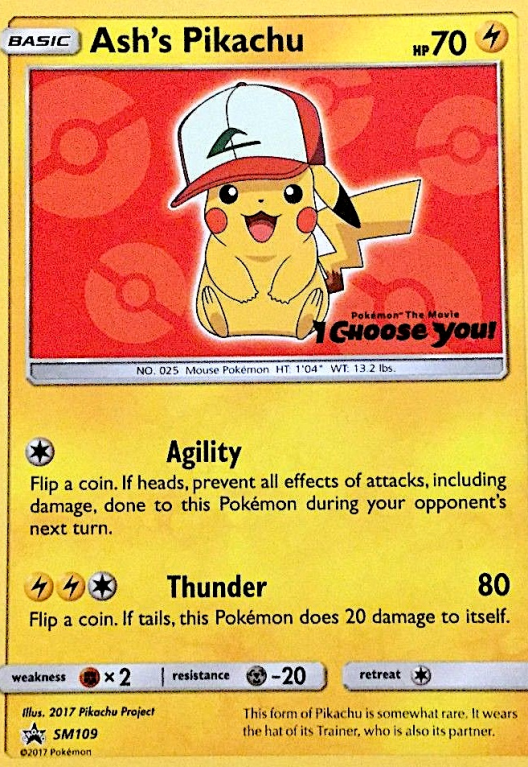Ash's Pikachu SM109/156 Sun & Moon SM Black Star Promos
