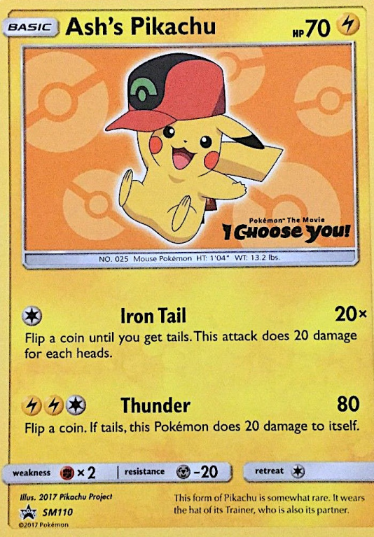 Ash's Pikachu SM110/156 Sun & Moon SM Black Star Promos