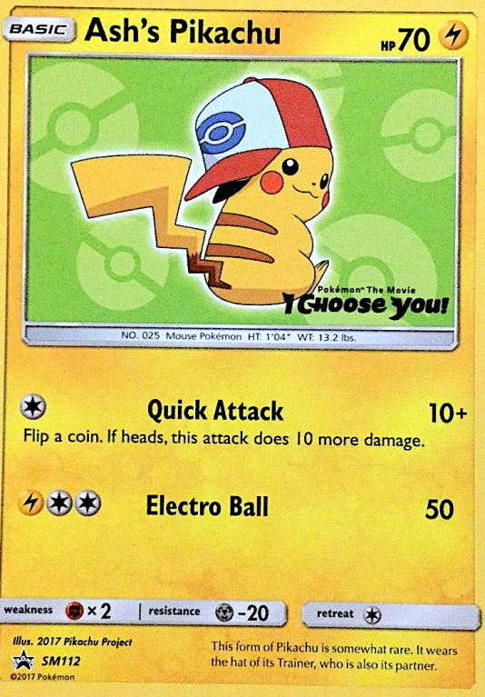 Ash's Pikachu SM112/156 Sun & Moon SM Black Star Promos