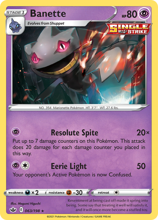 Banette 63/198 Sword & Shield Chilling Reign
