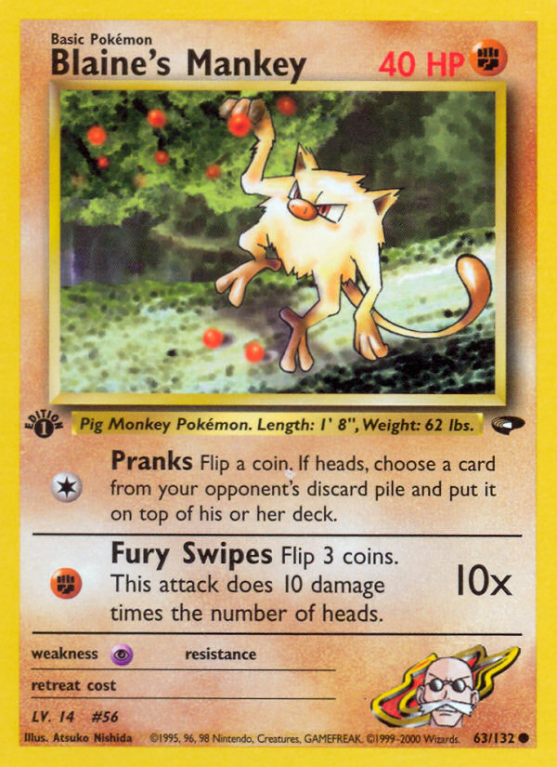 Blaine's Mankey 63/132 Gym Gym Challenge