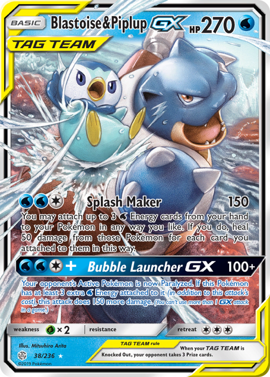 Blastoise & Piplup-GX 38/236 Sun & Moon Cosmic Eclipse