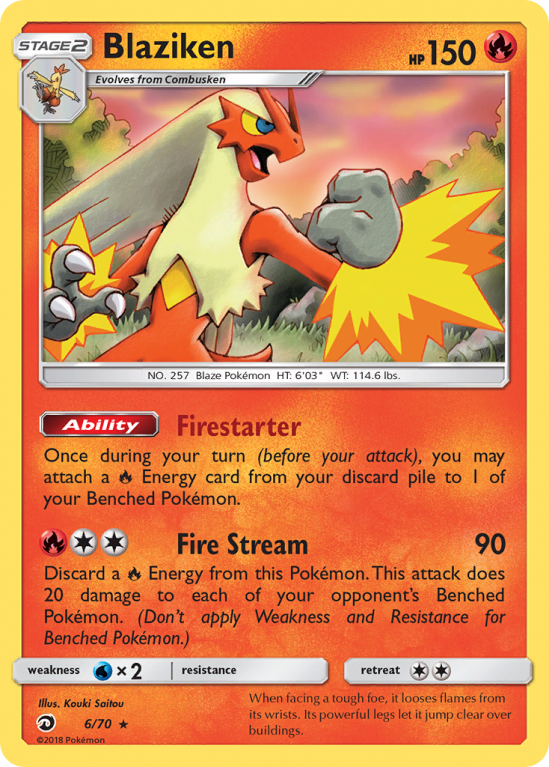 Blaziken 6/70 Sun & Moon Dragon Majesty