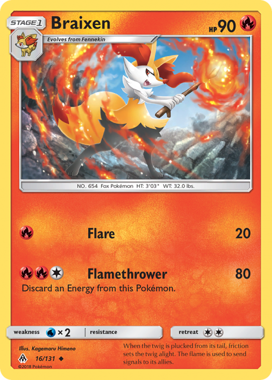 Braixen 16/131 Sun & Moon Forbidden Light
