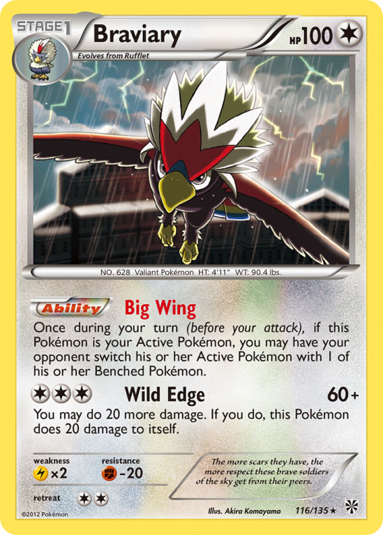 Braviary 116/135 Black & White Plasma Storm
