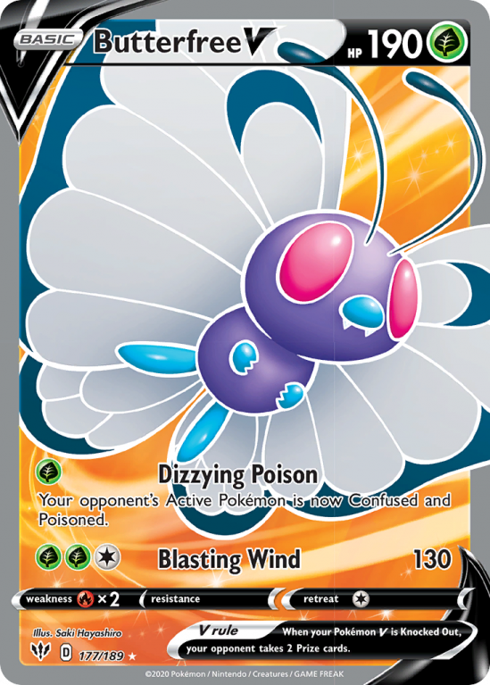 Butterfree V 177/189 Sword & Shield Darkness Ablaze