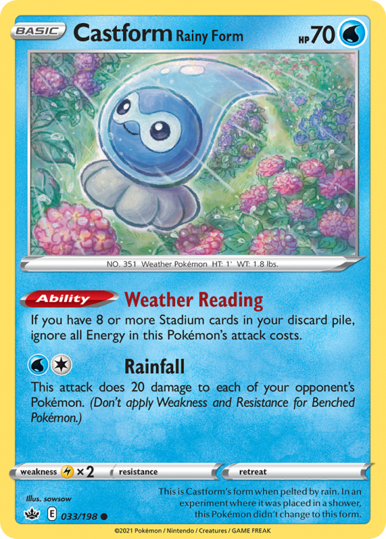 Castform Rainy Form 33/198 Sword & Shield Chilling Reign