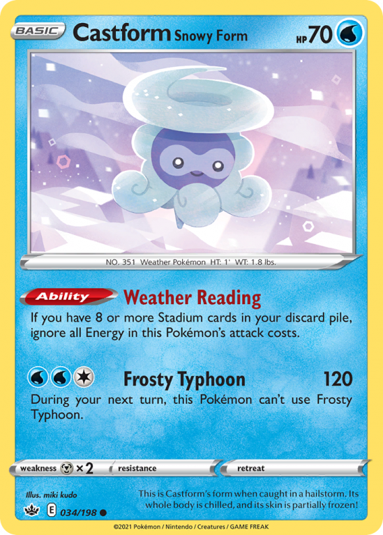 Castform Snowy Form 34/198 Sword & Shield Chilling Reign