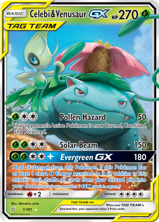 Celebi & Venusaur-GX 1/181 Sun & Moon Team Up