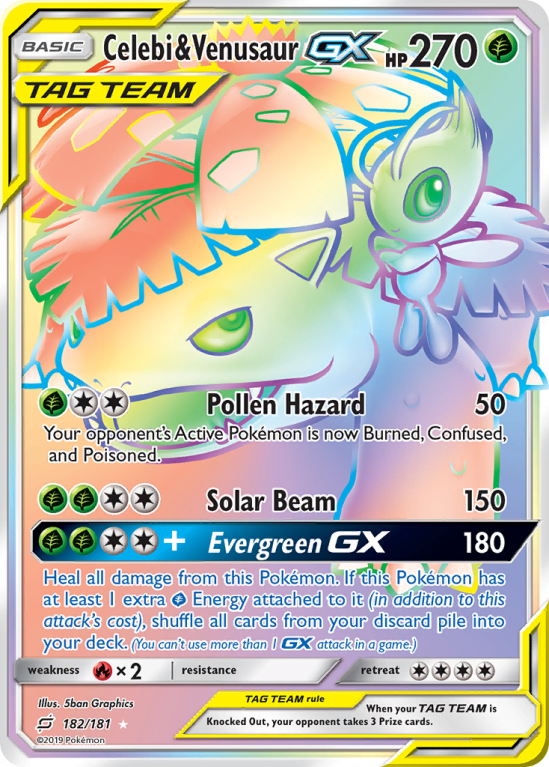 Celebi & Venusaur-GX 182/181 Sun & Moon Team Up