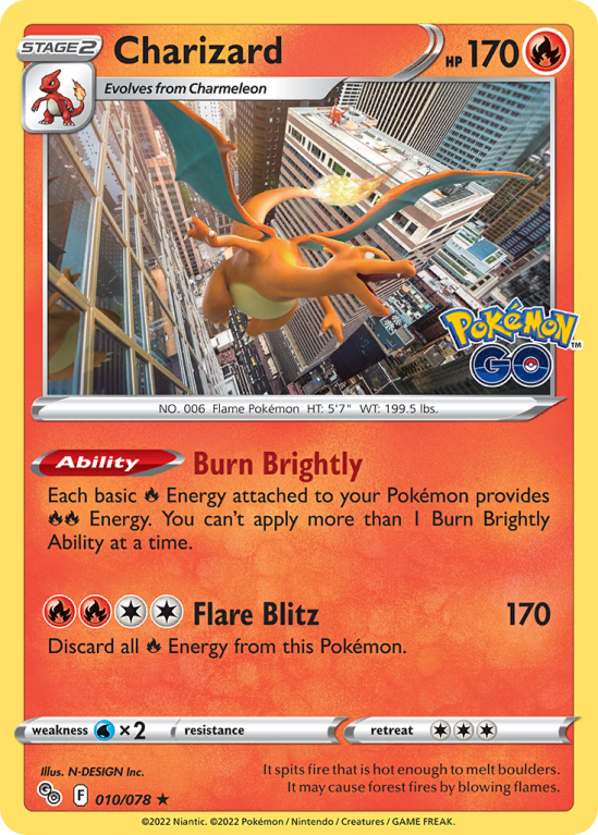 Charizard 10/78 Sword & Shield Pokémon GO