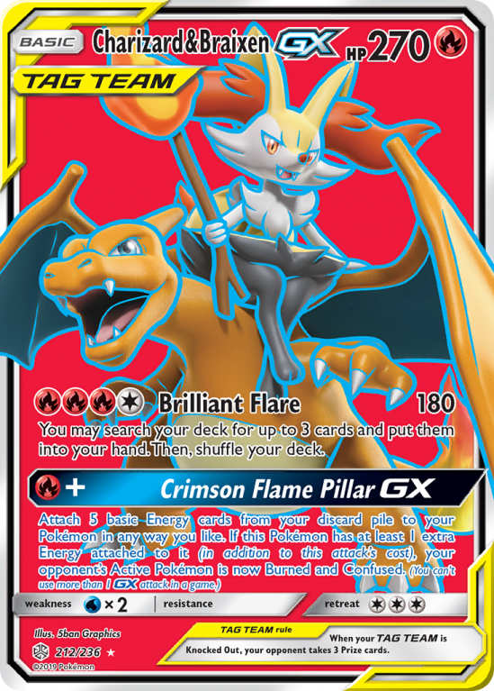 Charizard & Braixen-GX 212/236 Sun & Moon Cosmic Eclipse