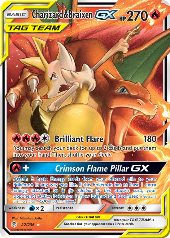 Charizard & Braixen-GX 22/236 Sun & Moon Cosmic Eclipse