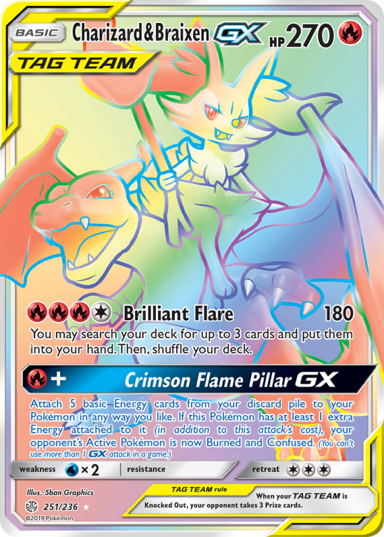 Charizard & Braixen-GX 251/236 Sun & Moon Cosmic Eclipse
