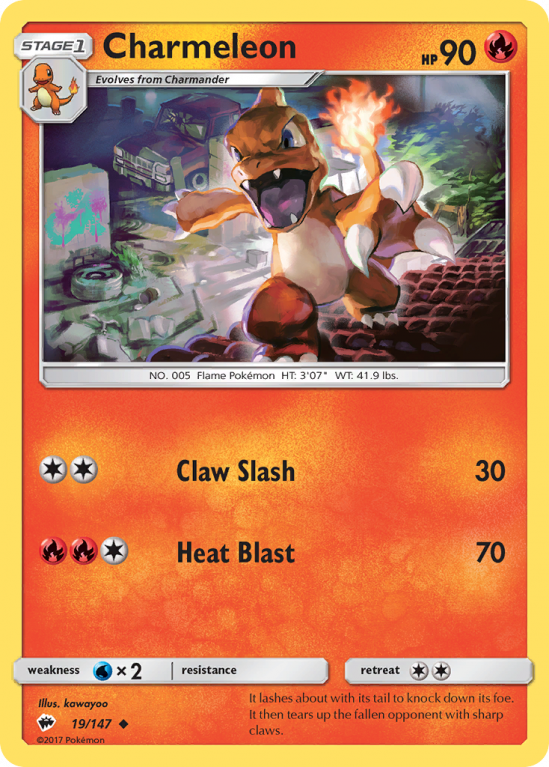 Charmeleon 19/147 Sun & Moon Burning Shadows