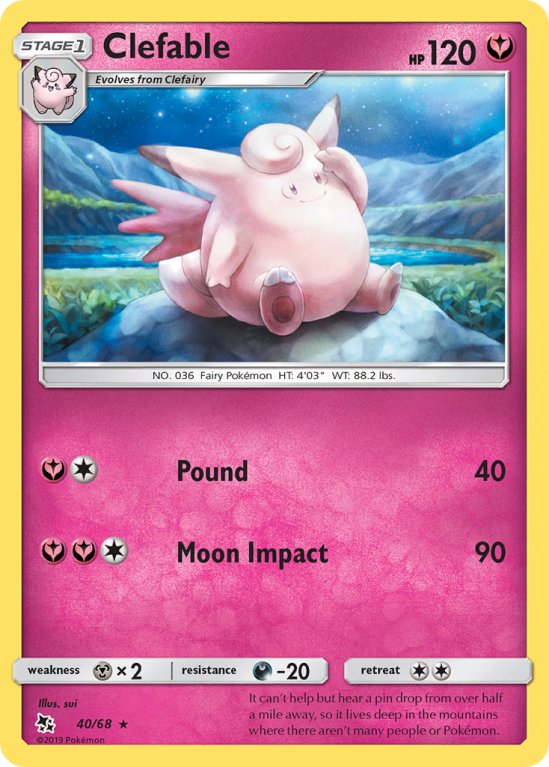 Clefable 40/68 Sun & Moon Hidden Fates