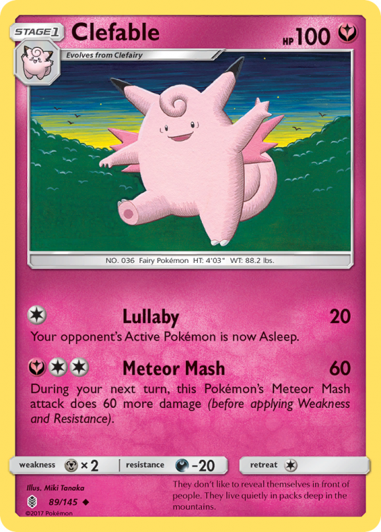 Clefable 89/145 Sun & Moon Guardians Rising