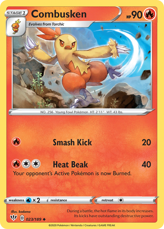 Combusken 23/189 Sword & Shield Darkness Ablaze