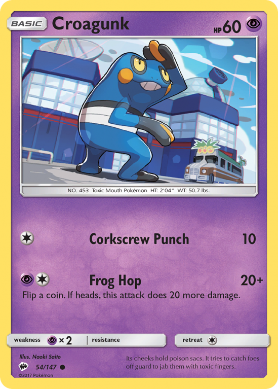 Croagunk 54/147 Sun & Moon Burning Shadows