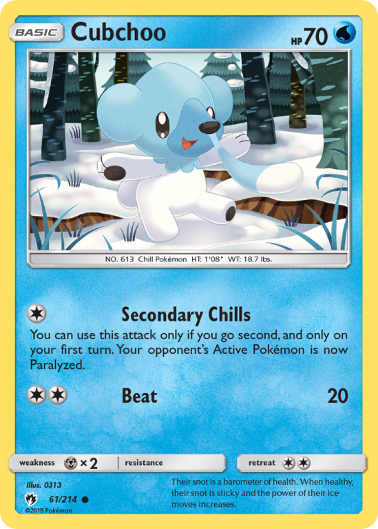Cubchoo 61/214 Sun & Moon Lost Thunder