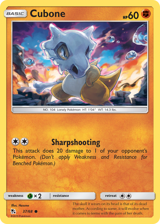 Cubone 37/68 Sun & Moon Hidden Fates