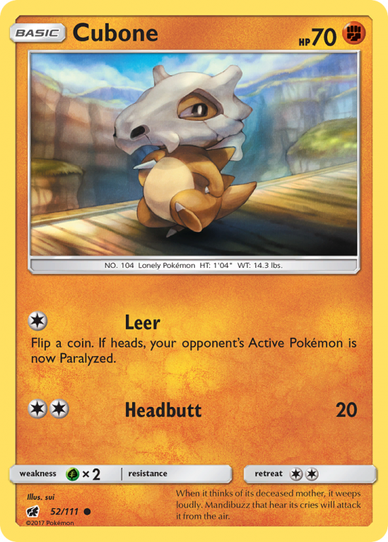 Cubone 52/111 Sun & Moon Crimson Invasion