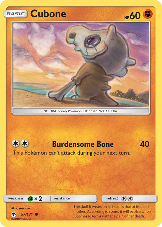 Cubone 57/131 Sun & Moon Forbidden Light