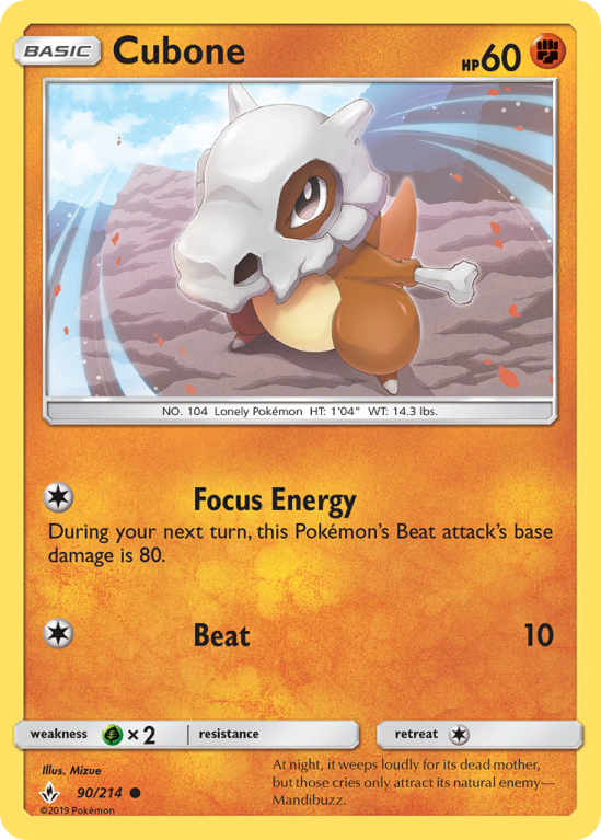 Cubone 90/214 Sun & Moon Unbroken Bonds