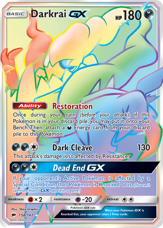 Darkrai-GX 158/147 Sun & Moon Burning Shadows