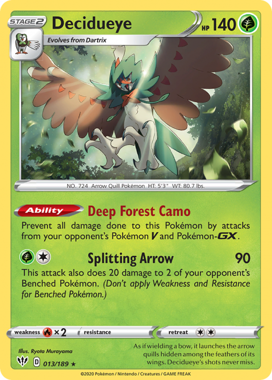 Decidueye 13/189 Sword & Shield Darkness Ablaze