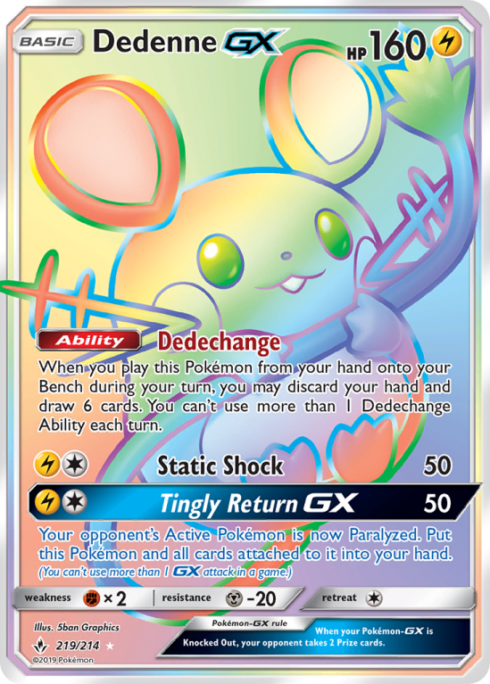 Dedenne-GX 219/214 Sun & Moon Unbroken Bonds
