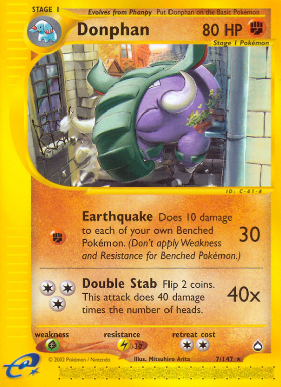 Donphan 7/186 E-Card Aquapolis