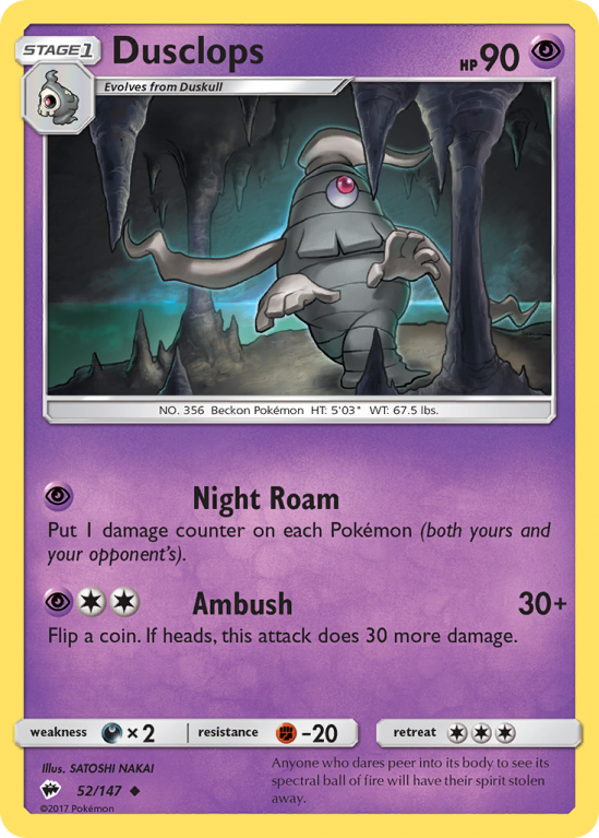 Dusclops 52/147 Sun & Moon Burning Shadows