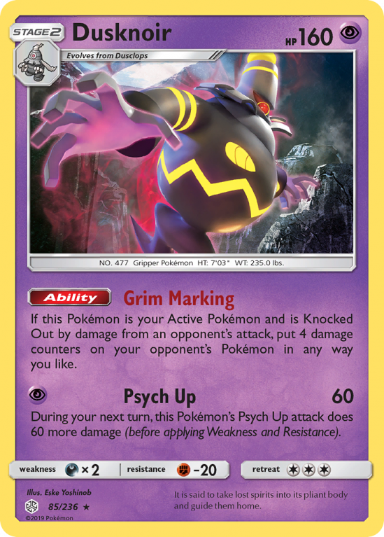 Dusknoir 85/236 Sun & Moon Cosmic Eclipse