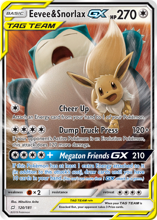 Eevee & Snorlax-GX 120/181 Sun & Moon Team Up