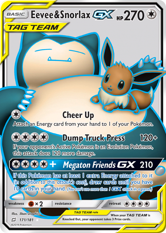 Eevee & Snorlax-GX 171/181 Sun & Moon Team Up