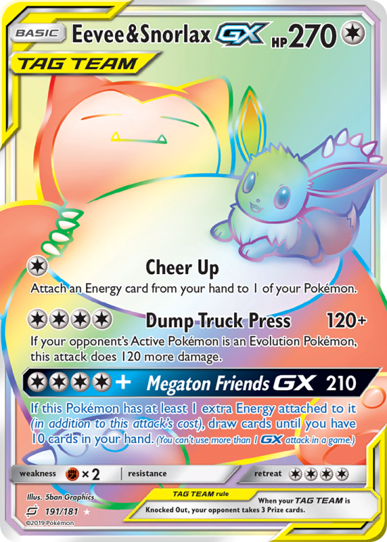 Eevee & Snorlax-GX 191/181 Sun & Moon Team Up