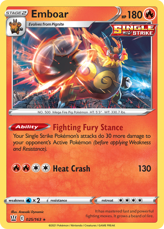 Emboar 25/163 Sword & Shield Battle Styles